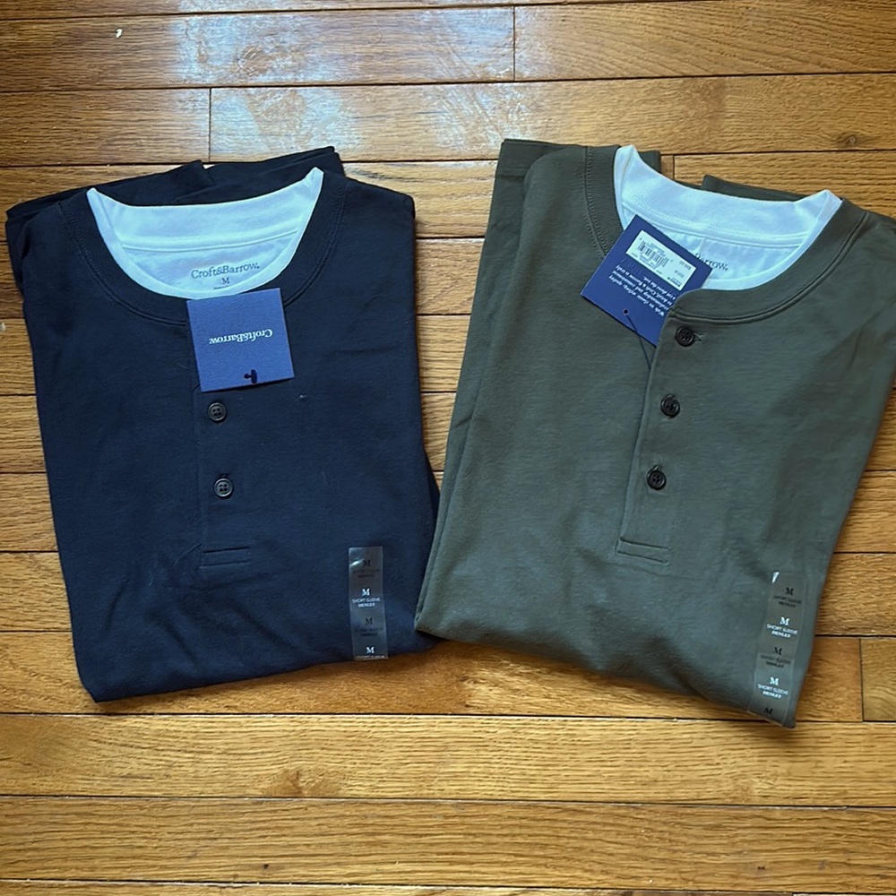 NWT Men’s Knit Shirts Kohl’s Croft & Barrow SZ M, SS, Green & Charcoal Tee Shirt